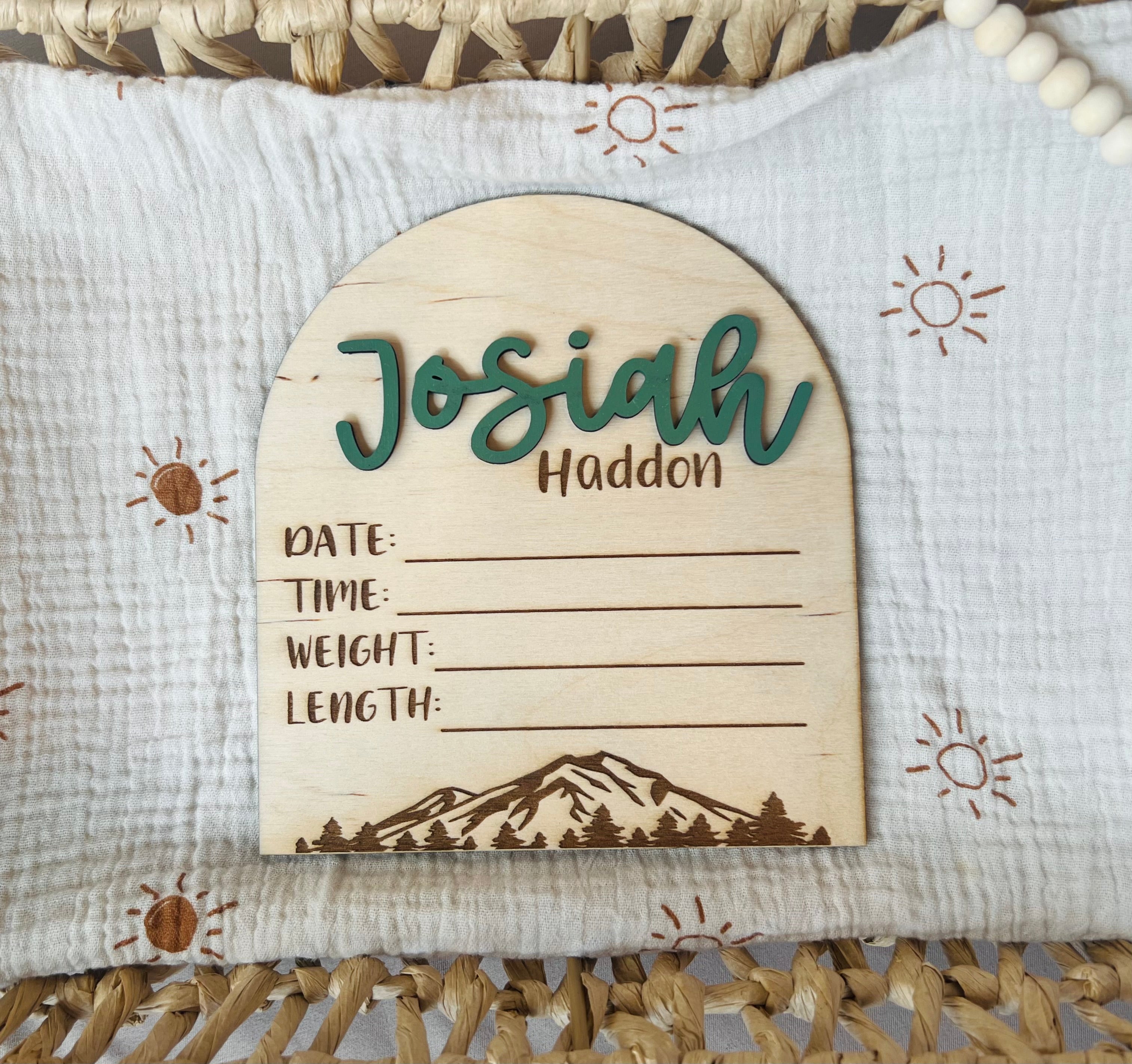 Mountain Baby Boy Statistics Sign
