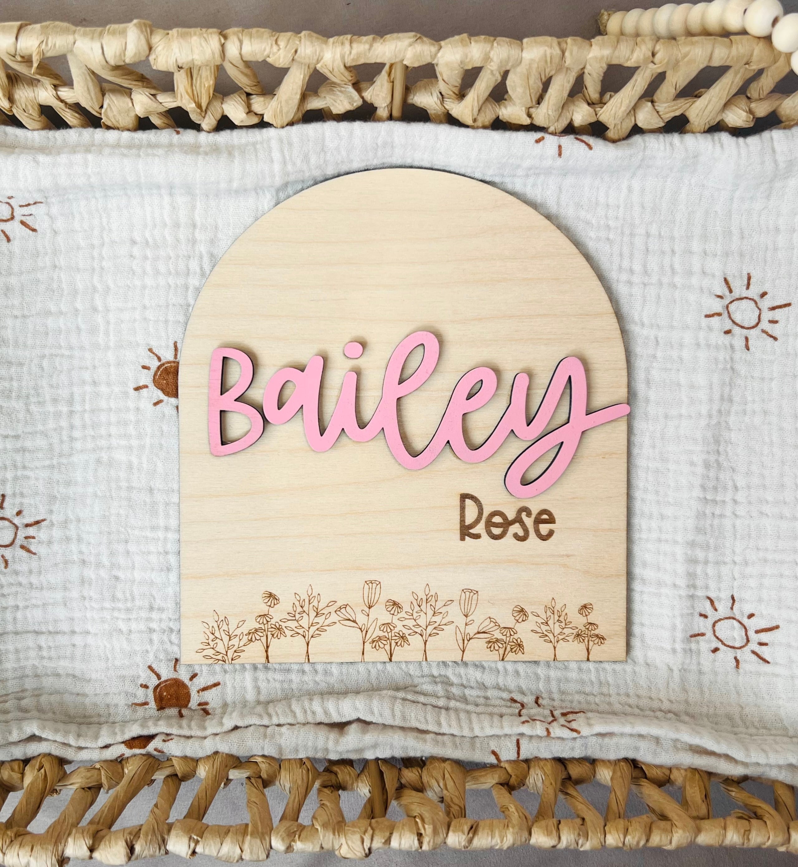 Baby Girl Wildflower Announcement Sign