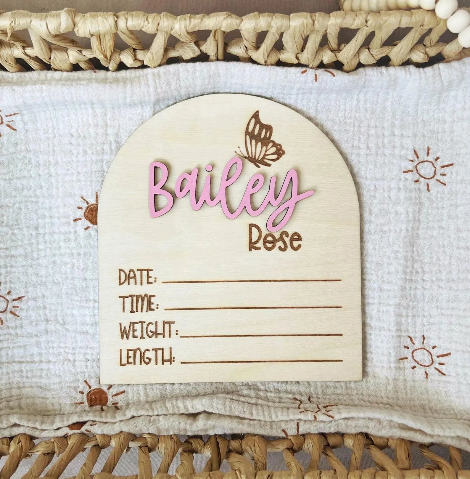 Butterfly Baby Stats Sign