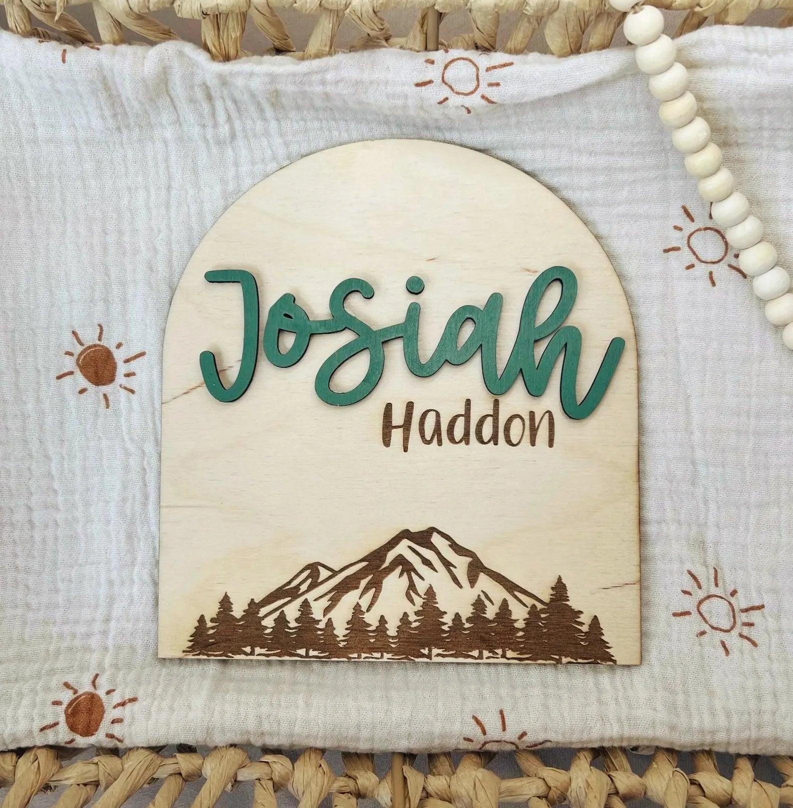 Baby Boy Mountain Announcement Sign